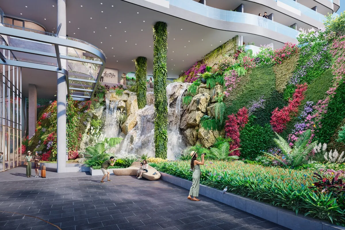 Thác nước Infinity Cascade cao nhất Nha Trang - AnhNguyen OceanFront Horizon, căn hộ Anh Nguyễn Trần Phú