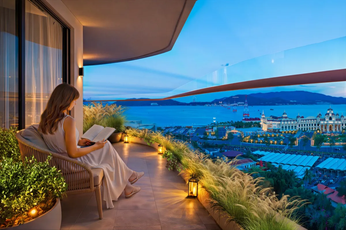 Ban công căn hộ AnhNguyen OceanFront Horizon view biển Vinpearl - căn hộ Anh Nguyễn Nha Trang Trần Phú