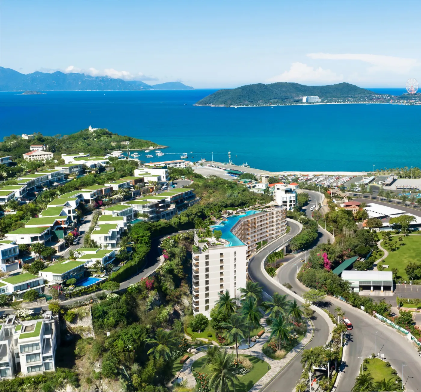 Phối cảnh AnhNguyen OceanFront Horizon nhìn từ đường Trần Phú - căn hộ Anh Nguyễn Nha Trang 2 phòng ngủ 60-70m²